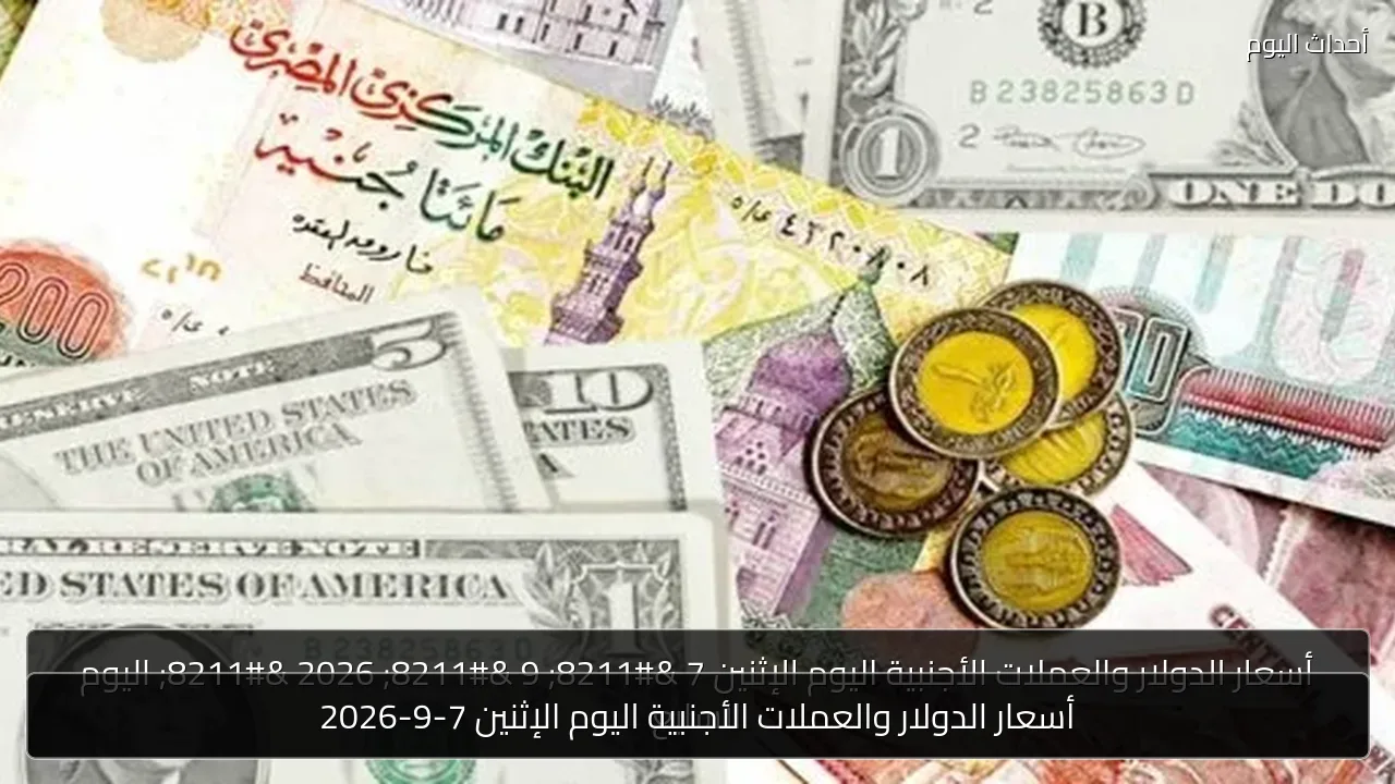أسعار الدولار والعملات الأجنبية اليوم الإثنين 7-9-2026