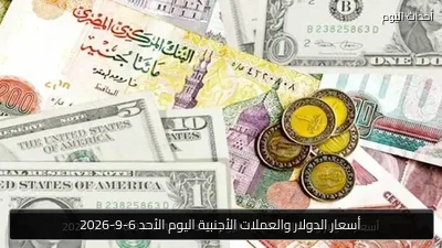 أسعار الدولار والعملات الأجنبية اليوم الأحد 6-9-2026