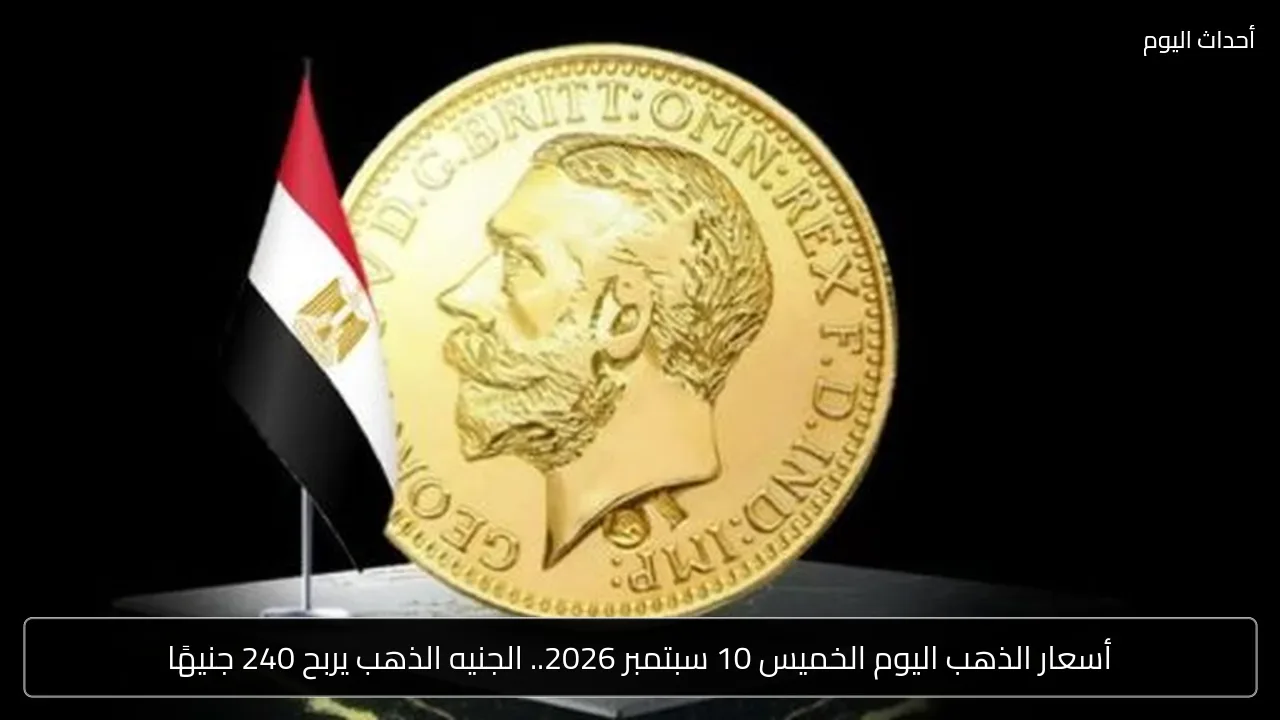 أسعار الذهب اليوم الخميس 10 سبتمبر 2026.. الجنيه الذهب يربح 240 جنيهًا