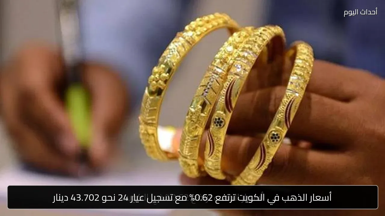 أسعار الذهب في الكويت ترتفع 0.62% مع تسجيل عيار 24 نحو 43.702 دينار