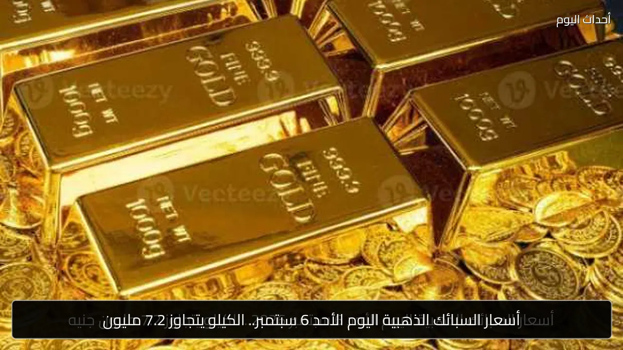 أسعار السبائك الذهبية اليوم الأحد 6 سبتمبر.. الكيلو يتجاوز 7.2 مليون