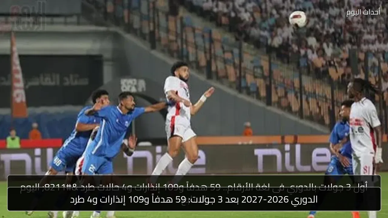 الدوري 2026-2027 بعد 3 جولات: 59 هدفاً و109 إنذارات و4 طرد