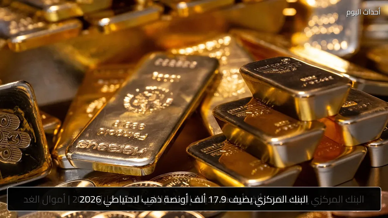البنك المركزي يضيف 17.9 ألف أونصة ذهب لاحتياطي 2026