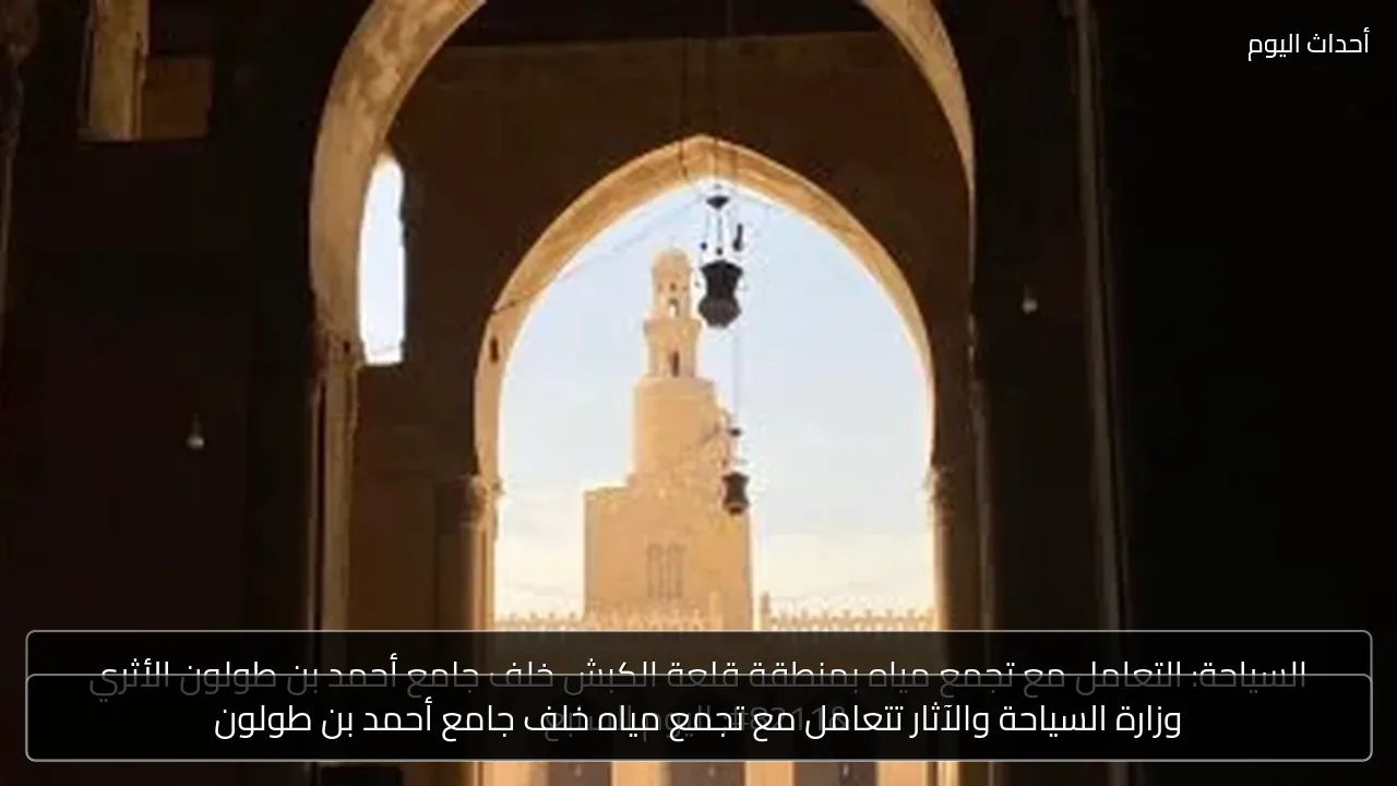 وزارة السياحة والآثار تتعامل مع تجمع مياه خلف جامع أحمد بن طولون
