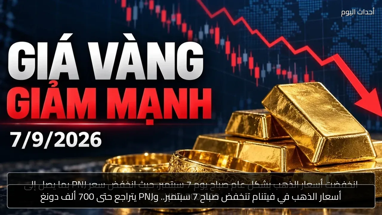 أسعار الذهب في فيتنام تنخفض صباح 7 سبتمبر.. وPNJ يتراجع حتى 700 ألف دونغ