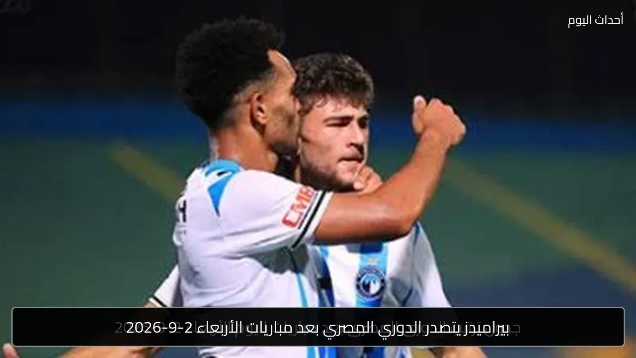 بيراميدز يتصدر الدوري المصري بعد مباريات الأربعاء 2-9-2026