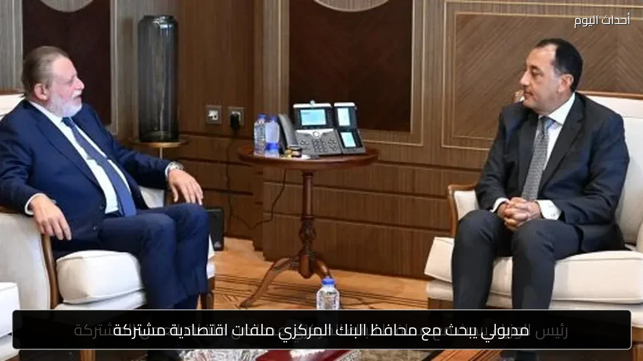 مدبولي يبحث مع محافظ البنك المركزي ملفات اقتصادية مشتركة
