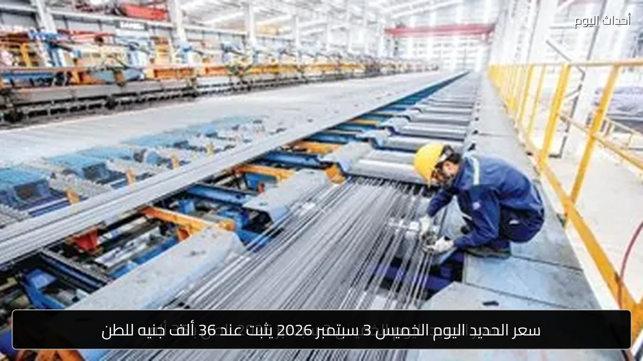 سعر الحديد اليوم الخميس 3 سبتمبر 2026 يثبت عند 36 ألف جنيه للطن