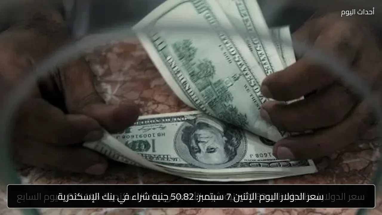 سعر الدولار اليوم الإثنين 7 سبتمبر: 50.82 جنيه شراء في بنك الإسكندرية