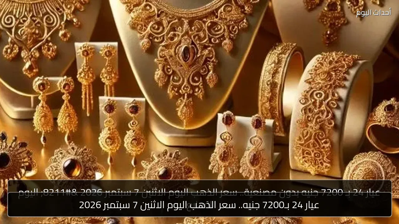 عيار 24 بـ7200 جنيه.. سعر الذهب اليوم الاثنين 7 سبتمبر 2026