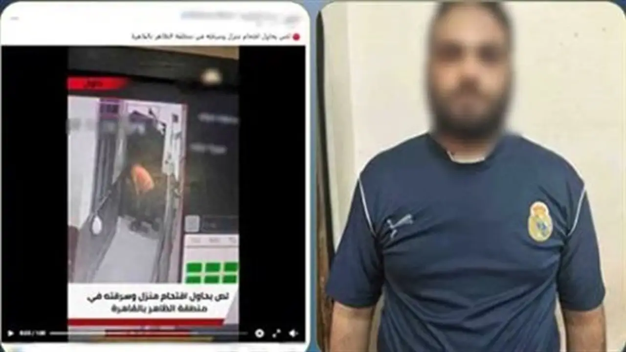 سائق يحاول اقتحام شقة وسرقتها في الظاهر بسبب خلافات مع طليقته (فيديو)